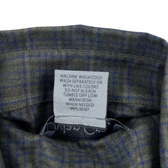 New Dylan Gray Men US L Dress Shirt Button Down Long Sleeve Gray Olive Plaid - Picture 10 of 12